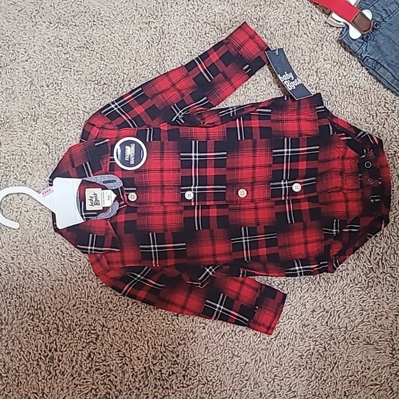 NWT Baby oshkosh Bgosh Pants Suspender Overalls & Onesie Size 9 months - Picture 2 of 4